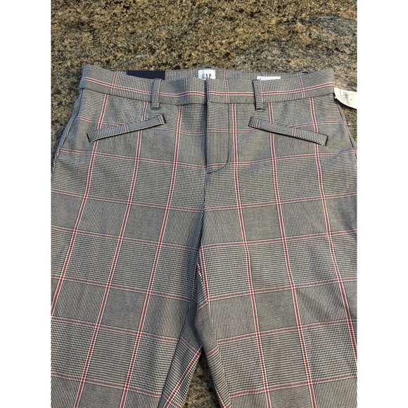 NWT GAP Signature Skinny Ankle Work Pants Size 8 | Gray Plaid Stretch Slacks - Picture 1 of 11